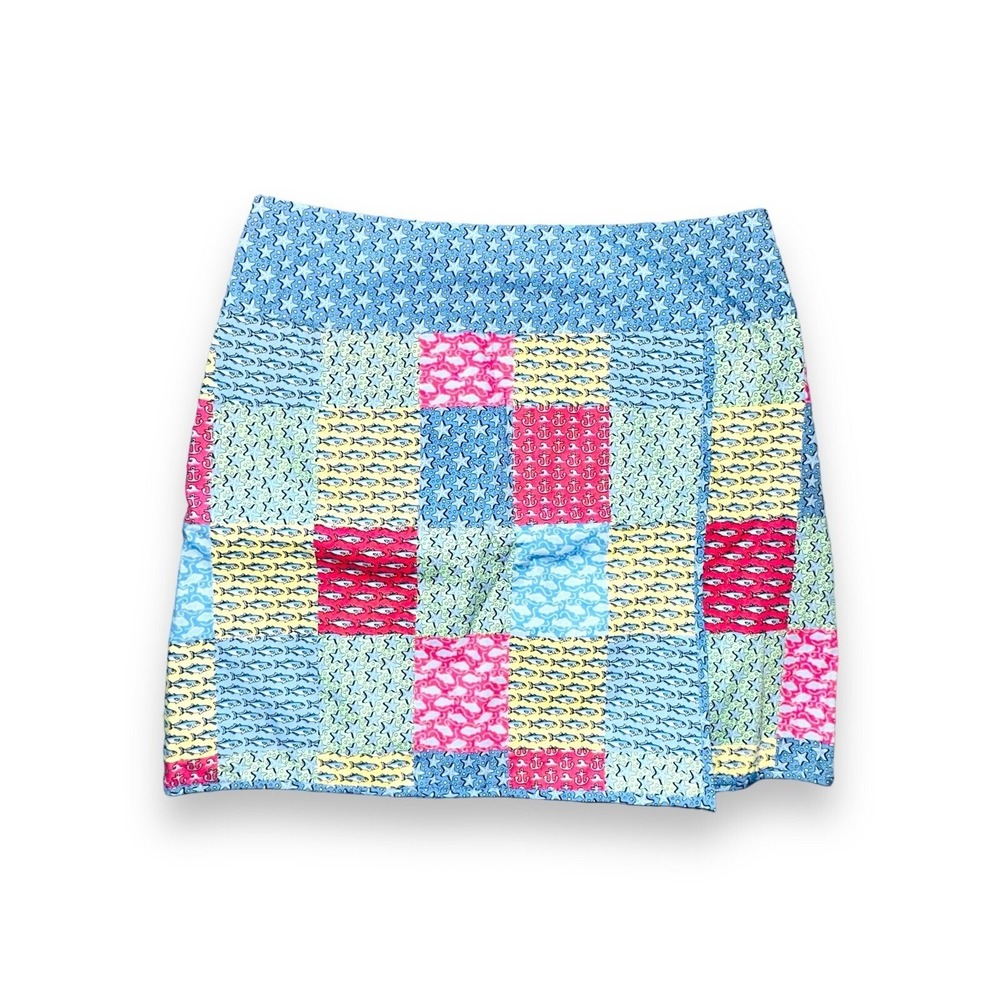 T2 Vineyard Vines Pink Blue Nautical Sea Patchwork Skirt Size 0 New NWT